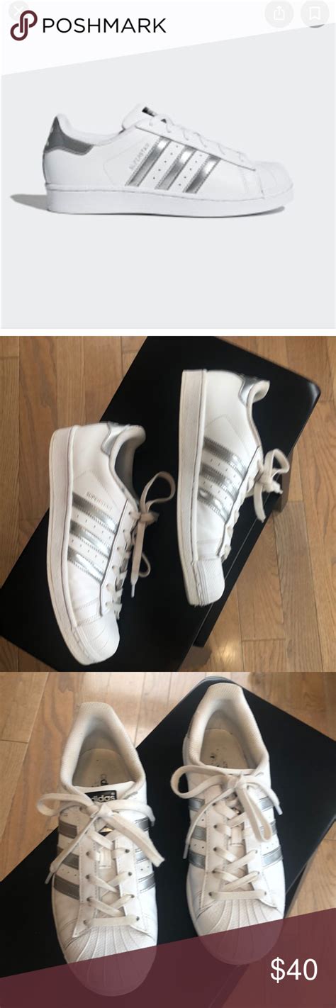 adidas superstar with silver stripes.